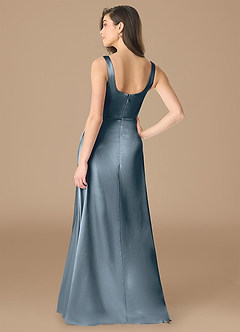 Azazie Joyce Bridesmaid Dresses Twilight A-Line Side Slit Metallic Satin Dress image2