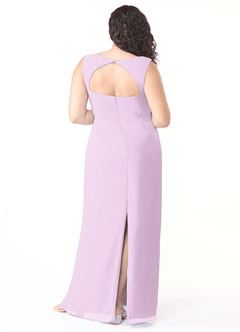 Azazie Flori Bridesmaid Dresses Frosted Lilac Sheath Square Neckline Chiffon Dress image8