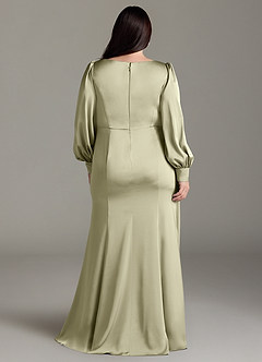 Azazie Raye Bridesmaid Dresses Pistachio Mermaid Long Sleeve Stretch Satin Dress image8