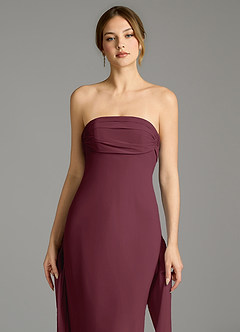 Azazie Ailanie Bridesmaid Dresses Cabernet Mermaid Strapless Chiffon Dress image4