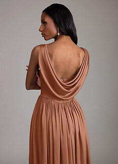 Azazie Novi Bridesmaid Dresses Bronzer A-Line with Pockets Stretch Satin Dress image4