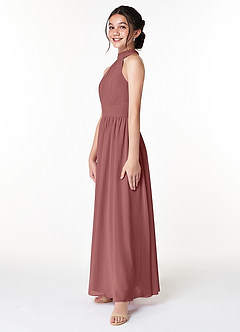 Azazie Iman Junior Amethyst A-Line Pleated Chiffon Dress image5