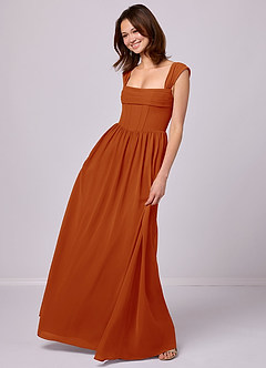 Barbie ♥ Azazie Bridesmaid Dresses Paprika A-Line Corset Chiffon Dress image2