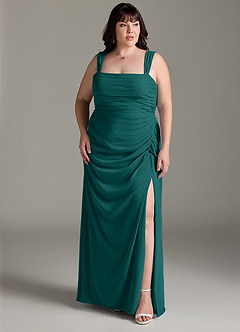Azazie Jesaphine Bridesmaid Dresses Peacock Sheath Bow Chiffon Dress image8
