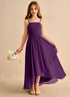 Azazie Twilight Dance Girls Formal Flower Girl Dresses Grape A-Line Pleated Chiffon Dress image1