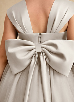 Azazie Chickadee Flower Girl Dresses Frost Ball-Gown Sweetheart Neckline Matte Satin Dress image6