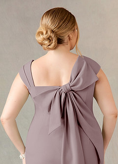 Azazie Ellen Mother of the Bride Dresses Vintage Mauve Sheath Side Slit Stretch Crepe Dress image11