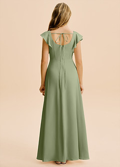 Azazie Bondi Junior Pistachio A-Line Side Slit Stretch Satin Dress image2