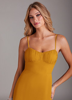 Azazie Breonna Bridesmaid Dresses Butterscotch A-Line Sweetheart Neckline Chiffon Dress image5