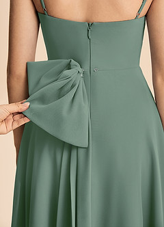 Azazie Bear Junior Eucalyptus A-Line Pleated Chiffon Dress image8