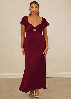 Christian Siriano Bridal for Azazie 1005 Bridesmaid Dresses Flutter Sleeve Stretch Satin Sheath Dress image12