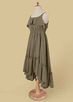 Azazie Karmen Flower Girl Dresses Willow Green A-Line Ruched Chiffon Dress image8