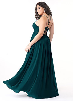 Azazie Aaida Robes de demoiselle d'honneur Robe Trapèze en Mousseline de soie Corset Vert Pin image10