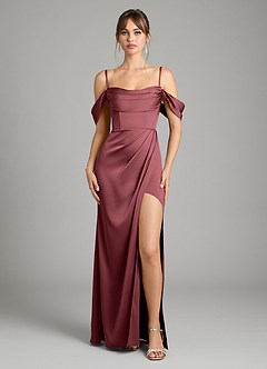 Azazie Johana Bridesmaid Dresses Merlot Mermaid Off the Shoulder Stretch Satin Convertible Dress image3