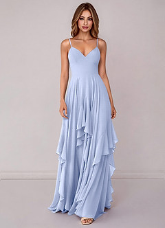 Azazie Zaina Abiti da Damigella Abito A-Line in Chiffon Ghiaccio image4