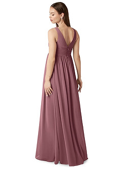 Azazie Yetta Maternity Bridesmaid Dresses A-Line V-Neck Gathered Chiffon Floor-Length Dress image5