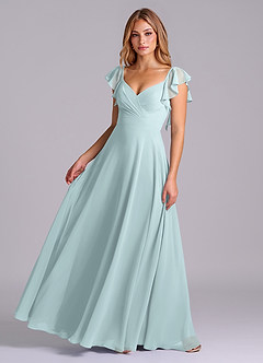 Azazie Leilani Bridesmaid Dresses Mist A-Line Pleated Chiffon Dress image1