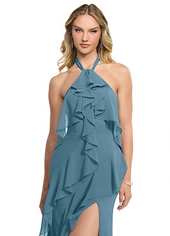 Azazie Velma Bridesmaid Dresses Bermuda A-Line Side Slit Chiffon Dress image4