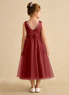 Azazie Lux Flower Girl Dresses Rust A-Line Beaded Tulle Dress image2