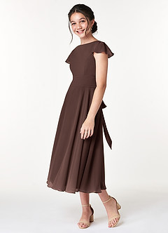 Azazie Payton Junior Ganache A-Line Bow Chiffon Dress image5