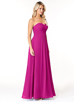Azazie Yazmin Brautjungfernkleider Wandelbar A-Linie Herzausschnitt Chiffon Kleid Fuchsia image5
