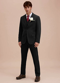 front Ethan Negro Traje de tres piezas de tejido refinado