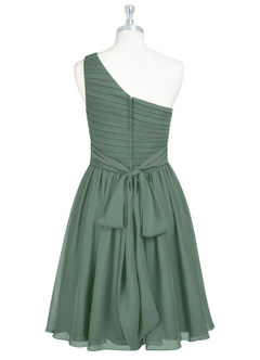 Azazie Katrina Jurken voor bruidsmeisjes Jurk van Chiffon met A-Lijn One-Shoulder Eucalyptus image7