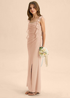 Azazie Jessamine Junior English Rose Mermaid Sweetheart Neckline Chiffon Dress image5