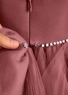 Azazie Tinie Blumenmädchenkleider Ballkleid Schleifen Tüll Kleid Amethyst image8