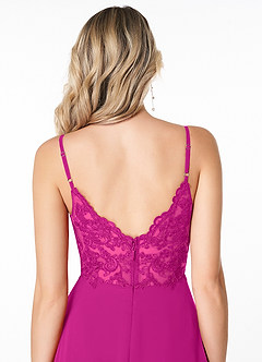 Azazie Lena Bridesmaid Dresses Fuchsia A-Line Lace Chiffon Dress image5