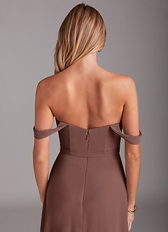 Azazie Aaron Bridesmaid Dresses Espresso A-Line Off the Shoulder Chiffon Convertible Dress image8