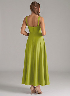 Azazie Shaude Bridesmaid Dresses Lemongrass A-Line Pleated Stretch Satin Dress image6