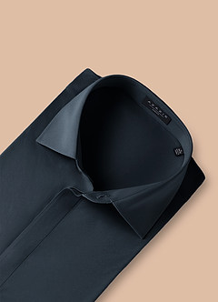 front Noah Navy Blue Performance Stretch Dress Shirt