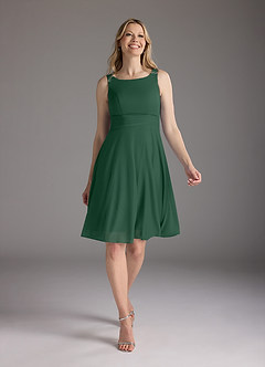 Azazie Sunny Kleider für die Brautmutter A-Linie Plissee Gittergewebe Kleid Dunkelgrün image5