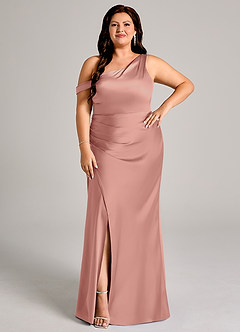 Azazie Madelyn Bridesmaid Dresses Rosette Mermaid One Shoulder Stretch Satin Convertible Dress image10