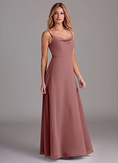 Azazie Daenerys Bridesmaid Dresses Desert Rose A-Line Cowl Chiffon Dress image5