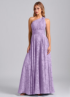 Azazie Charlize Final Sale Lilac A-Line One Shoulder Floral Burnout Dress image1