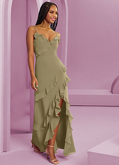 Barbie ♥ Azazie Abiti da Damigella Abito Tubino in Chiffon Verde Muschio image10