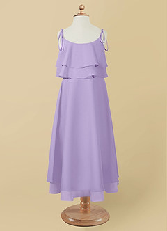Azazie Temi Flower Girl Dresses Lilac A-Line Spaghetti Strap Chiffon Dress image10