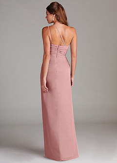 Azazie Eren Abiti da Damigella Abito Tubino in Chiffon Monospalla Rosa Polverosa image7