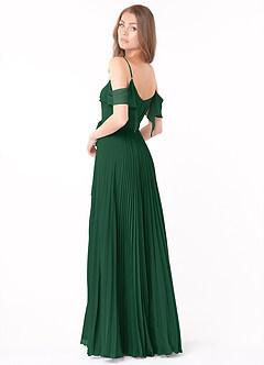 Azazie Lyney Bridesmaid Dresses Dark Green A-Line Off the Shoulder Chiffon Dress image4