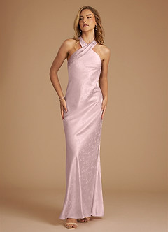 Azazie Doretta Bridesmaid Dresses Peony Pink Floral Jacquard Mermaid Pleated Floral Jacquard Dress image1