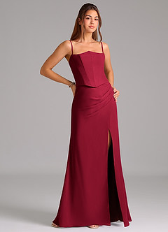 Azazie Jenine Bridesmaid Dresses Burgundy Mermaid Strapless Chiffon Dress image6