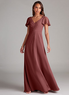 Azazie Soren Robes de demoiselle d'honneur Robe Trapèze en Mousseline de soie Rayé Améthyste image3