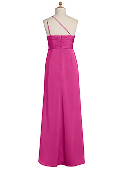 Azazie Eren Junior Vestido de Fucsia de Satén Elástico de Recto con Plisado image7
