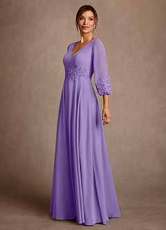 Azazie Yorba Suknie dla Matki Panny Młodej Linia A Koronka Szyfon Długość podłogi Sukienka image4