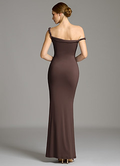 Azazie Shantal Bridesmaid Dresses Ganache Mermaid Off the Shoulder Premium Stretch Jersey Dress image7