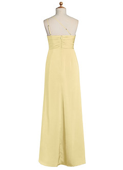 Azazie Eren Junior Lemon Sorbet Sheath Pleated Stretch Satin Dress image7