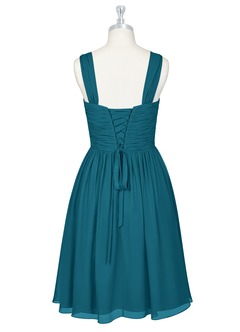 Azazie Angie Jurken voor bruidsmeisjes Jurk van Chiffon met A-Lijn Korset Inkt Blauw image8
