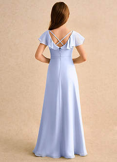 Azazie Nari Girls Formal Flower Girl Dresses Ice A-Line with Sleeves Chiffon Dress image2